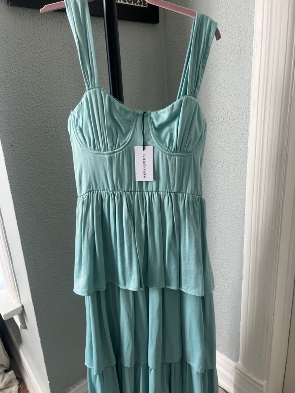 WeWoreWhat Mint Green Tiered Maxi Dress with Sweetheart Bodice